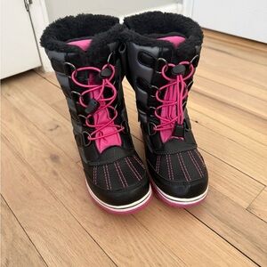totes Kids Black and Pink Rain & Snow Boots